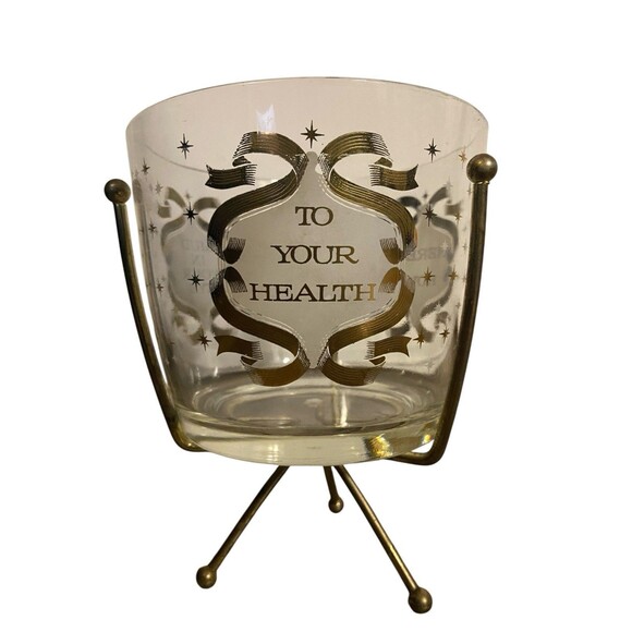RARE 1950s Hazel Atlas Ice Bucket + Brass Stand - Picture 1 of 4
